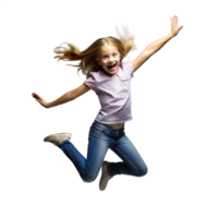 Joyful young girl jumping with excitement on a clear background png