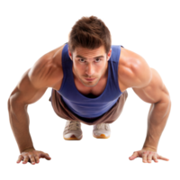 Jeune Masculin athlète dans une push-up position à la recherche déterminé png