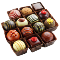 Assorted gourmet chocolates in elegant presentation box png