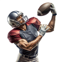 American football player catching a ball on a transparent background png
