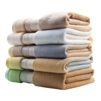 Stack of colorful soft bath towels on isolated background png