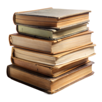 Vintage books stacked on isolated transparent background png