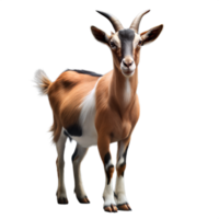 Life-like illustration of a multi-colored goat on clear background png