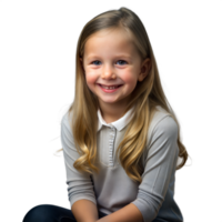 Smiling young girl in casual attire isolated on transparent png