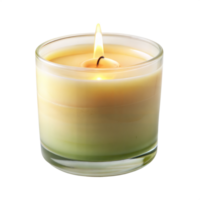 Elegant scented candle with a calming flame in a glass png