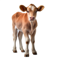 Young brown and white calf standing on transparent background png