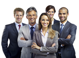Professional team of five smiling business executives png