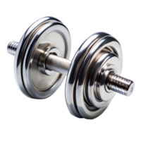 Professional chrome dumbbell on a transparent background png