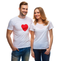 sonriente Pareja en casual ropa con corazón diseño png