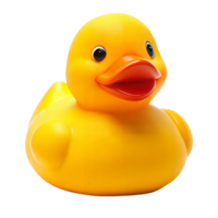 Bright yellow rubber duck isolated on a clear background png