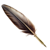 Antique feather quill pen with modern nib on transparent background png