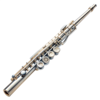Silver flute isolated on a transparent background png