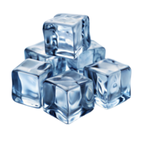 Stack of crystal clear ice cubes on reflective surface png