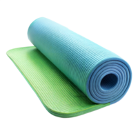 Blue and green yoga mats rolled up on transparent background png