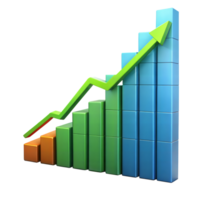 Colorful 3D growth chart with rising green arrow png