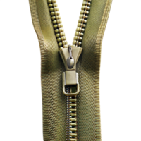 Close-up of a golden zipper on a textured fabric png