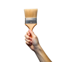 Hand holding a new paintbrush on transparent background png