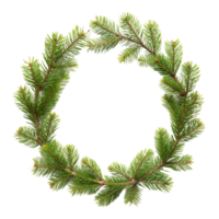 Fir tree branches forming circular Christmas wreath png