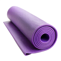 violet yoga tapis roulé en haut sur une transparent Contexte png