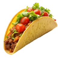 Delicious taco with fresh vegetables and ground beef png