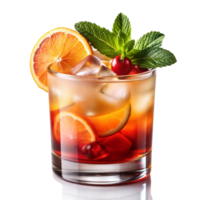 Refreshing iced tea cocktail with citrus garnish png