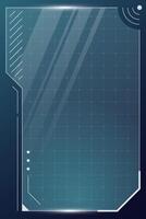 HUD digital futuristic user interface vertical square frame. Sci Fi high tech screen. Game UI menu touch monitoring dashboard panel. Cyber space head-up display GUI or FUI information eps sign vector