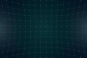 VR HUD futuristic interface voluminous grid. Line and dot head up display green square pattern. Digital UI screen convex mesh. GUI digital hi tech visor backdrop template. FUI Sci Fi dashboard display vector