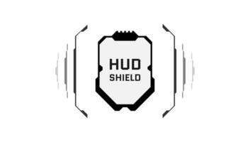 hud digital futurista estilo militar marco interfaz salud blindaje. juego jugador proteger armadura firmar y vida indicador símbolo. ciencia fi gui y fui infografía diseño elemento. ui negro logo vector