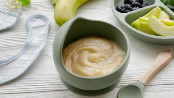 Healthy baby food in bowl video