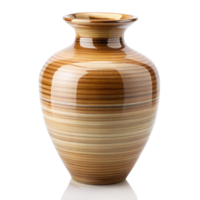 Brown and white striped vase on transparent background png