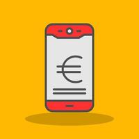 Euro Mobile Pay Filled Shadow Icon vector