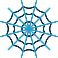 araña web línea azul dos color icono vector