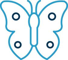 mariposa línea azul dos color icono vector