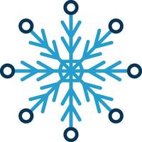 copo de nieve línea azul dos color icono vector