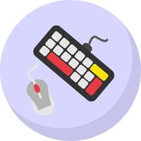 teclado y ratón plano burbuja icono vector