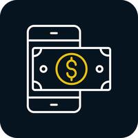 Mobile Money Line Red Circle Icon vector