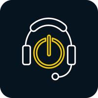 Headphones Line Red Circle Icon vector