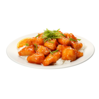 Sweet and sour pork with sesame seeds isolated on transparent background png