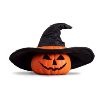 Halloween Theme Witch Hat With Pumpkin isolated on transparent background png