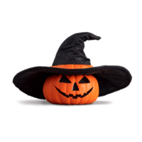 Víspera de Todos los Santos tema bruja sombrero con calabaza aislado en transparente antecedentes png