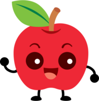 Cartoon cute red apple fruit character illustration png