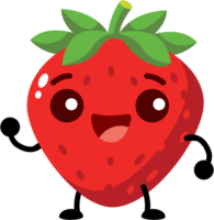 Cute happy strawberry fruit cartoon character illustration png