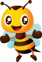 Cute honey bee welcome hand gesture cartoon illustration png