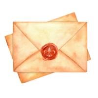 A bundle of vintage envelopes with wax seal . Postal envelopes for letters. Retro paper envelopes. Craft paper. Monochrome clipart for scrapbooking, etc. Hand-drawn watercolor illustration. png