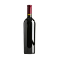 A bottle of red wine stands upright. png