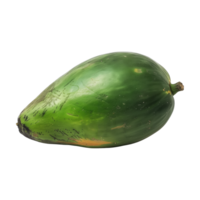 A vibrant green papaya is prominently displayed. The papaya is the focal point, showcasing its natural color and texture. png