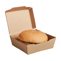 A hamburger placed in a cardboard box. png