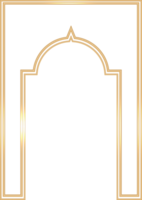 Ramadan Islamic arch frame. Muslim traditional door illustration for wedding invitation post and templates. Golden frame in oriental style. Persian windows shape png