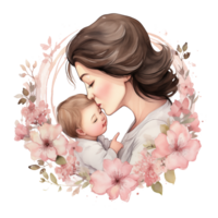 adorável mãe beijo bebê png