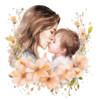 adorável mãe beijo bebê png